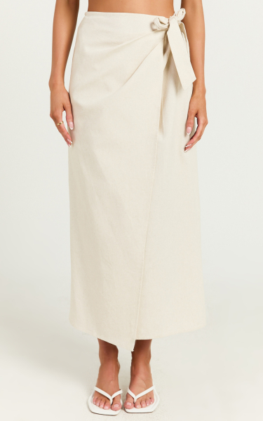 Guava Linen Midi Skirt