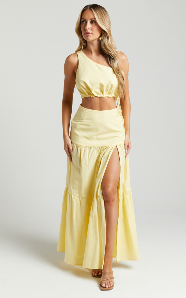 Miley One Shoulder Cut Out skirt and top set
